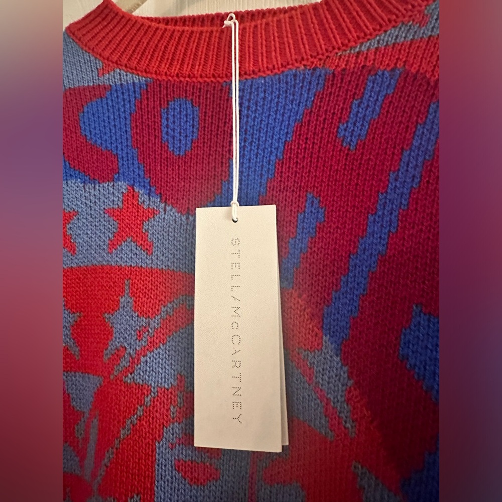 STELLA MCCARTNEY
+ Eco Hero oversized asymmetric intarsia wool sweater